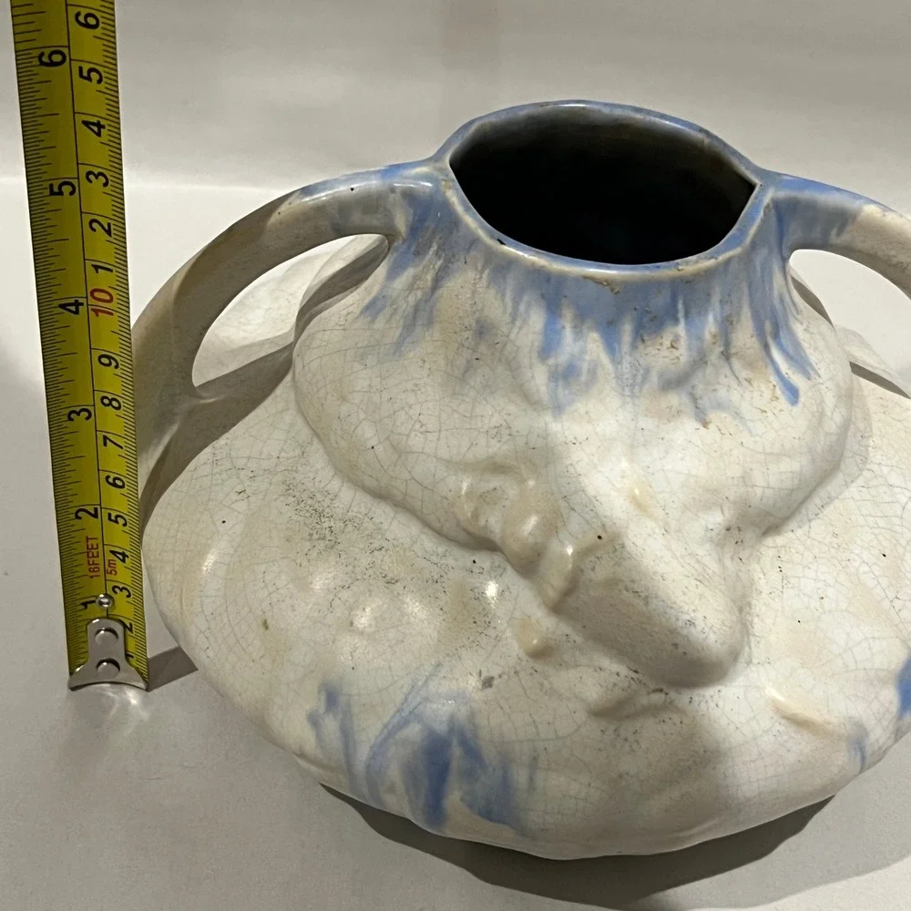 VTG Faïencerie de‎ Thulin Art Nouveau Figural Face Vase Belgium #2090 1910s